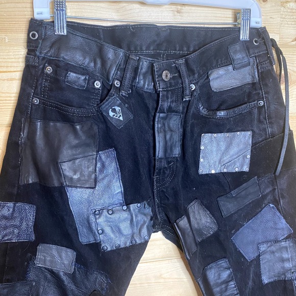 Men's Leather Custom Made Upcycled Rocker Band Outfit - Picture 3 of 15